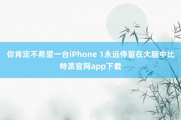 你肯定不希望一台iPhone 1永远停留在大脑中比特派官网app下载