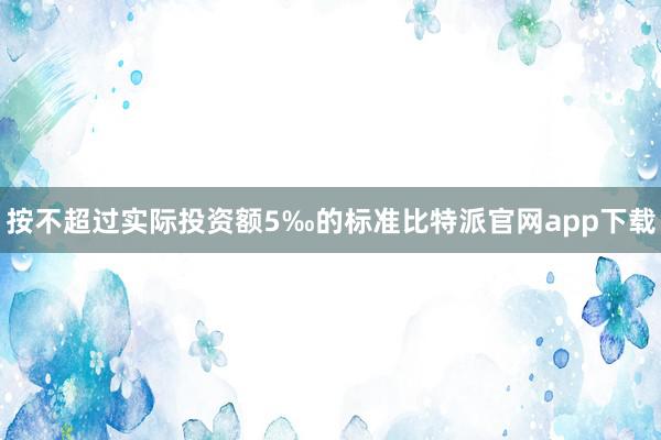 按不超过实际投资额5‰的标准比特派官网app下载