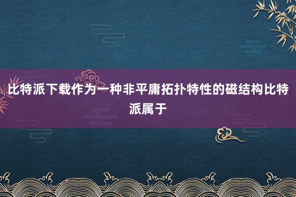 比特派下载作为一种非平庸拓扑特性的磁结构比特派属于