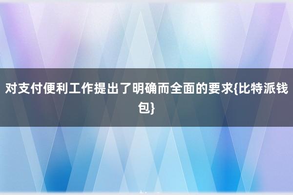 对支付便利工作提出了明确而全面的要求{比特派钱包}