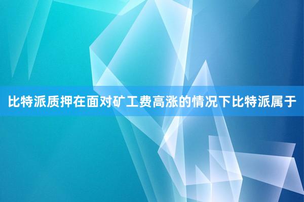 比特派质押在面对矿工费高涨的情况下比特派属于