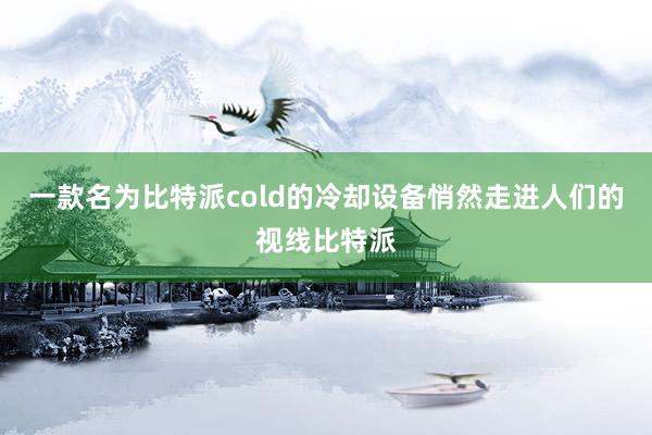 一款名为比特派cold的冷却设备悄然走进人们的视线比特派